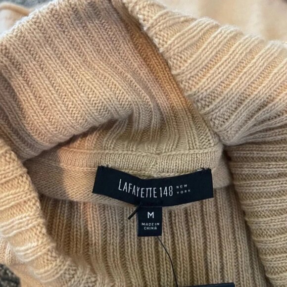NWT! $298 Lafayette 148 NY moccasin wool/cashmere turtleneck sweater Medium - Picture 3 of 5